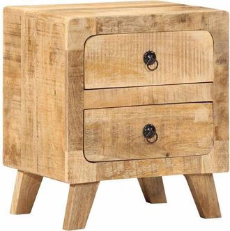 vidaXL Vidaxl - Mesita de noche de madera maciza de mango rugosa 40x32x46 cm
