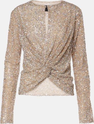 Costarellos Noa sequined cutout top