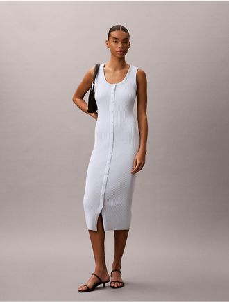 Calvin Klein Jeans Calvin Klein Womens Smooth Cotton Midi Dress - Blue - M