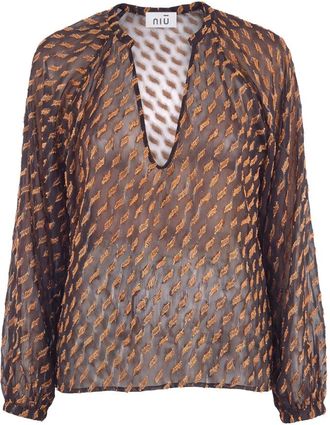 Ni&ugrave; Niu, Overhemden, Dames, Bruin, S, Blouses
