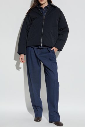 Bottega Veneta Down Jacket With Detachable Leather Collar, Womens, Black