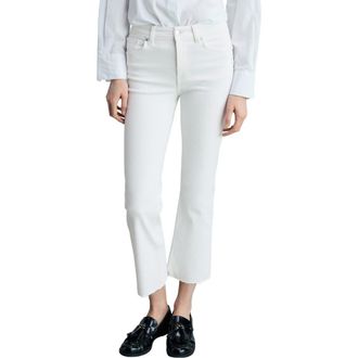 Mango Sienna Waxed Crop Flare Jeans in White at Nordstrom Rack, Size 4