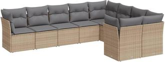 vidaXL Set De Sof&aacute;s De Jard&iacute;n 9 Pzas Con Cojines Rat&aacute;n Sint&eacute;tico Beige Vidaxl