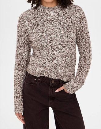 Pistola Denim Quinn Cable Knit Sweater In Chocolate Marl
