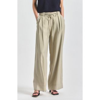 Derek Lam Archer Pleat Front Wide Leg Pants in Silver Sage at Nordstrom, Size 14