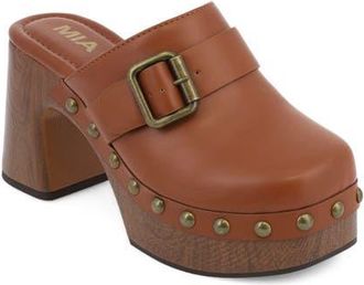 Mia Larina Faux Leather Platform Clog in Cognac at Nordstrom, Size 8.5