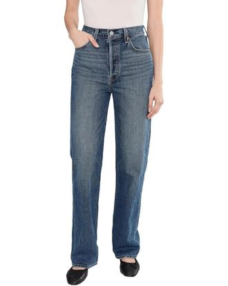 Levi's Womens Levis Ribcage Jeans Blue Denim Stretch High-Waist Straight Leg GBO2121