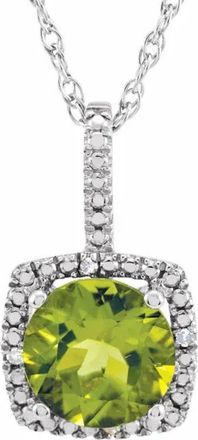 Allurez Lab Grown & Natural Diamond Pendant Necklace in Sterling Silver in Peridot at Nordstrom, Size 18