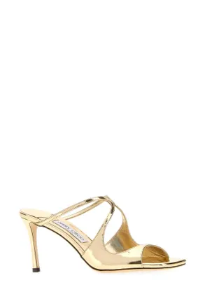 Jimmy Choo London Womens Gold Leather Anise 75 Mules Sandali Sandal
