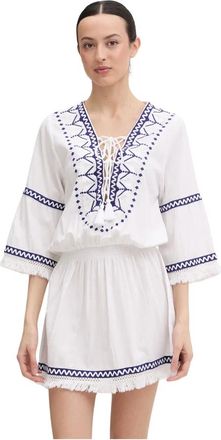 Melissa Odabash Martina Jurk - Dames - Korte kleedjes - Wit - XS - Katoen - Kleedjes