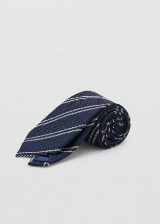 Mango Cravatta righe microtexture navy - Uomo - Taglia unica - MANGO MAN