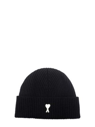 Ami Ami de Coeur Wool Beanie with Ribbed Texture