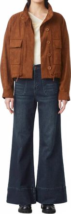 Suncoo Faux Suede Short Jacket In Choco