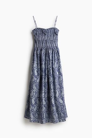 H&M Gesmoktes Kleid - Dunkelblau/Paisleymuster