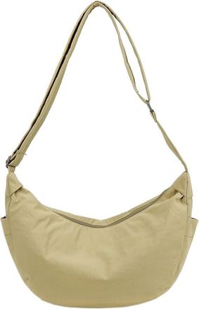 Generic Casual Nylon Dumpling Aped Crossbody Bag Lightweight Single Oulder, Compatible For Women Simple Design Small Cloth(Khaki)
