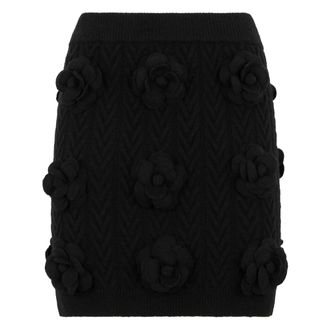 Philipp Plein Rokken, Dames, Zwart, S, Wol, Knit Short Skirt Roses