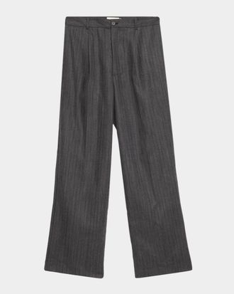Frame Denim Men & apos;s Wool Stripe Wide-Leg Trousers