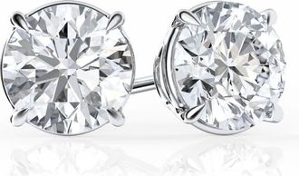 Grown Brilliance 3 Carat Round Lab Grown Diamond Stud Earrings in Sterling Silver