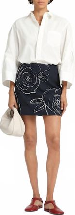 Marni Aurora Heavy Poplin Mini Skirt In Black White