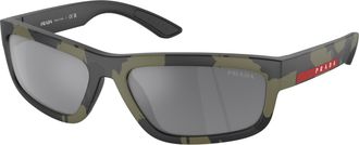 Prada Grey Mirror Rectangular Mens Sunglasses PS 05ZS 14X07G 59
