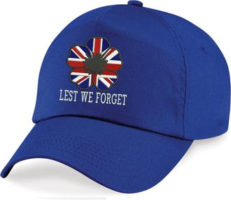 Generic Embroidered Lest We Forget BC010 Baseball Cap, Remembrance Day Poppy Flower British Arm Unisex Cap (Royal)