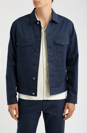 Theory River Neoteric Twill Trucker Jacket in Baltic at Nordstrom, Size Xx-Large