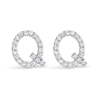 House of Brilliance 10K Gold 1/10 Cttw Diamond Initial A to Z Stud Earring in White Gold | Q at Nordstrom