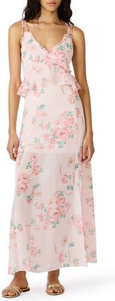 Steve Madden Ilara Floral Ruffle Detail Maxi Dress in Peach Romance at Nordstrom, Size X-Large