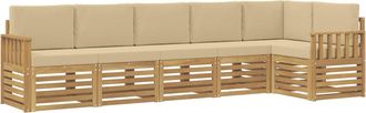 vidaXL Conjunto De Sof&aacute;s De Exterior 6 Uds. Y Beige Poli&eacute;ster Vidaxl
