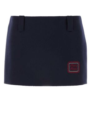 Miu Miu Womens Midnight Blue Wool Blend Mini Skirt - Dark Blue - Size EU 36 (Womens)
