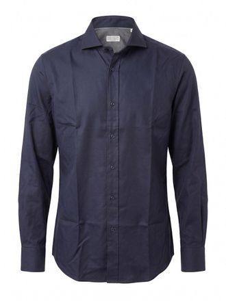 Brunello Cucinelli Twill Shirt With Spread Collar
