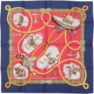 Herm&egrave;s Pre-owned Scarves, female, Multicolor, Size: ONE SIZE Pre-owned Carre 90 Charreada Silk Scarf