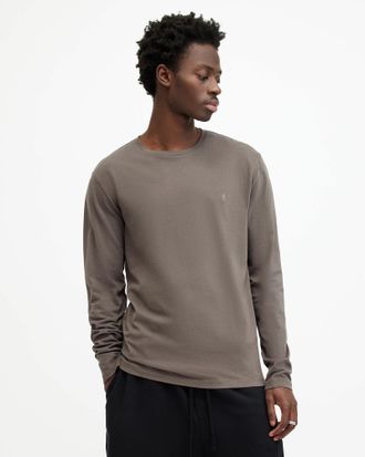 AllSaints Mens Cotton Brace Brushed Cotton Long Sleeve T-Shirt, Size: XXL