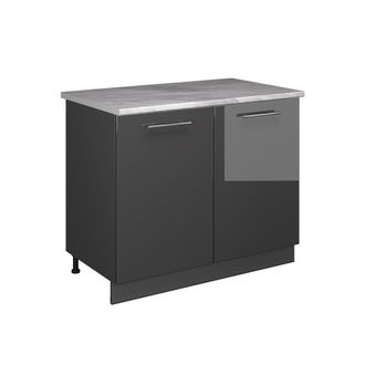 Vicco Mueble Bajo Para Fregadero Fame-line, Antracita Alto Brillo/antracita, 100 Cm, Et M&aacute;rmol, Vicco