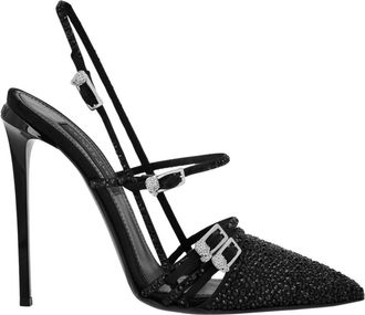 Philipp Plein Multi-Strap High-Heel Slingbacks 12 Mix Strass - Dames - Pumps - Zwart - 35 EU - Leer - Schoenen