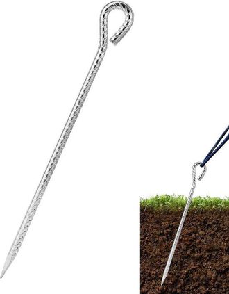 OEM Set Di 2 Picchetti Scanalati Extra Resistenti (30 Cm, 11 Mm) - Acciaio Zincato Con Occhiello, Per Tende, Verande E Ombrelloni, Antivento