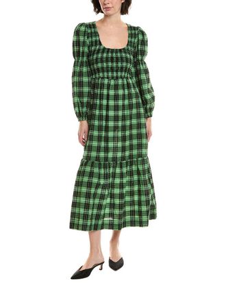 Ganni Ganni Seersucker Smocked Maxi Dress
