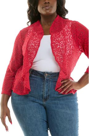 Nina Leonard Ruffle Lace Bolero in Cherry at Nordstrom Rack, Size 1 X