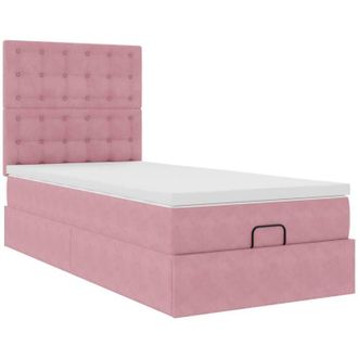 vidaXL Estructura De Cama Otomana Colchones Terciopelo Rosa 90x200cm Vidaxl