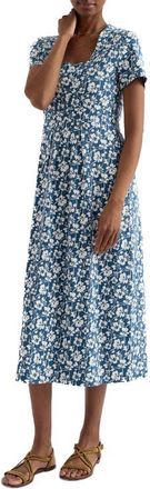 Seasalt Cornwall Seed Packet Floral Stretch Organic Cotton Midi Dress in Mallow Vine Dusk at Nordstrom, Size 16