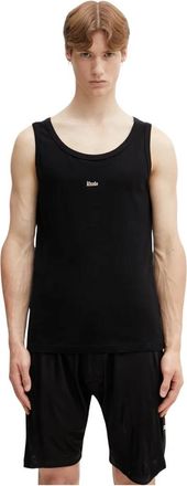 Rhude Logo Ribbed Tank Top - Heren - Tops zonder mouwen - Zwart - L - Katoen - Tops
