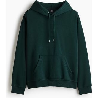 H&M Loose Fit Hoodie in Dark Forest Green at Nordstrom, Size Xx-Large