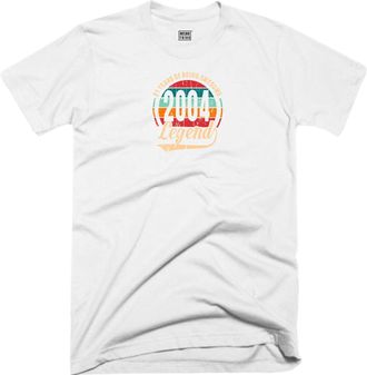 Generic 21st Birthday T Shirt 21 Years of Being Awesome Legend Born in 2004 Vintage Funny Gift Tee Top (UK, Alpha, M, Regular, Regular, White)