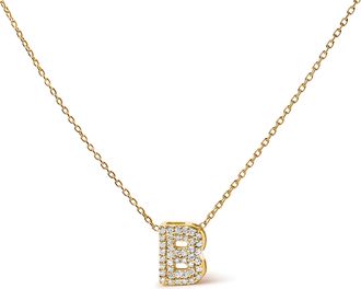 House of Brilliance 10K Gold Diamond Accent A-Z Initial Bubble Pendant Necklace