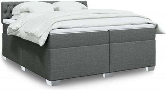 vidaXL Cama Box Spring Con Colch&oacute;n Tela Gris Oscuro 200x200 Cm Vidaxl