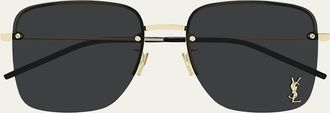 Saint Laurent YSL Rimless Square Metal Sunglasses