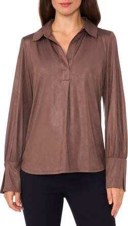 Chaus Oversize Johnny Collar Top in Mocha at Nordstrom, Size X-Large