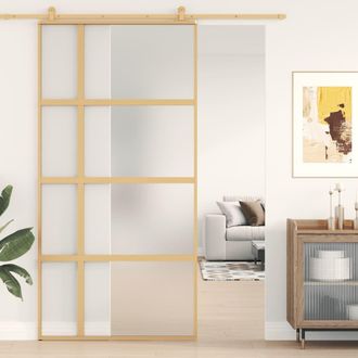 Berkfield Home Sliding Door Gold 102.5x205 cm Frosted ESG Glass & Aluminium