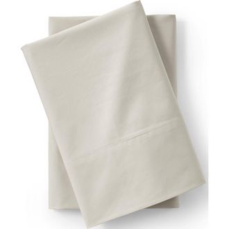 Lands End 400 Thread Count Organic Cotton Percale Pillowcases in Light Stone at Nordstrom, Size Standard