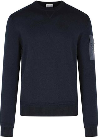Moncler tricot blue virgin wool sweatshirt